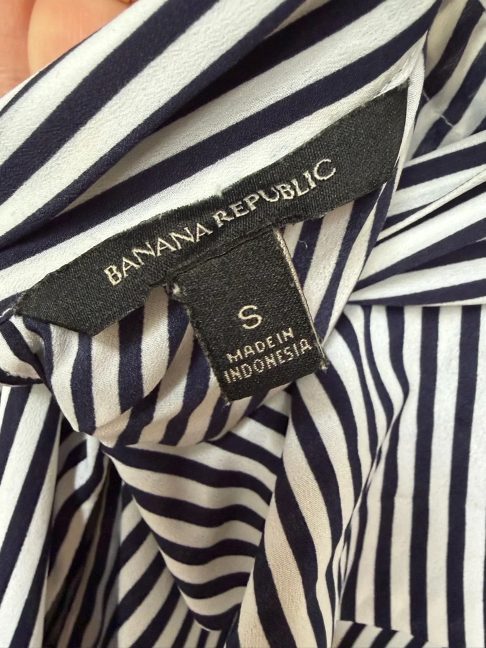 Banana Republic Black & White Striped Ruffle Tie-Neck Camisole - Picture 3 of 4
